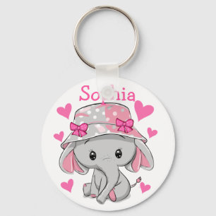 Cute Baby Elephant Girl  Key Ring
