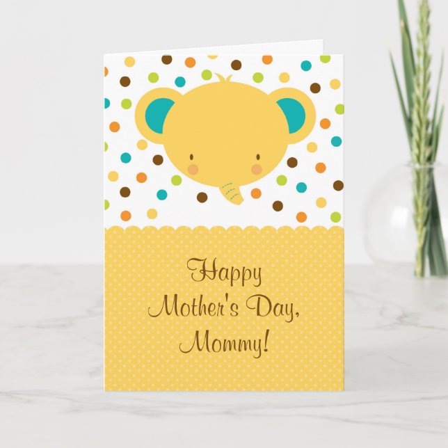 Cute Baby Elephant Happy Mother's Day Card (Front)