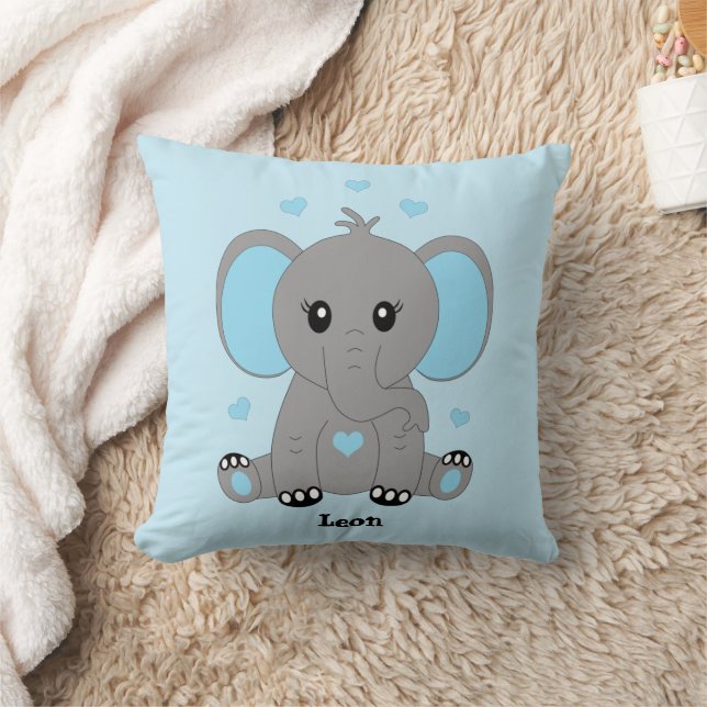 Cute baby elephant in blue for boys  cushion (Blanket)