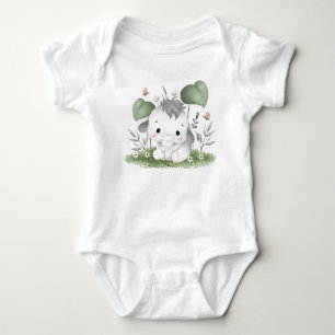 Cute Baby Elephant in Greenery  Bodysuit
