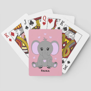Cute baby elephant in pink for girls   playing cards