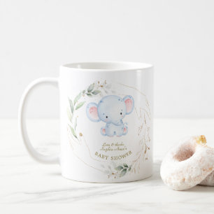 Cute Baby Elephant Jungle Greenery Baby Shower    Coffee Mug