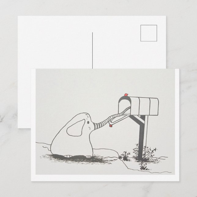 Cute Baby Elephant Looking for Some Mail Postcard (Front/Back)