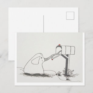 Cute Baby Elephant Looking for Some Mail Postcard