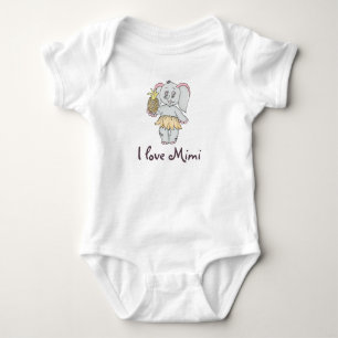 Cute Baby Elephant Modern Pink I love Mimi Bodysuit