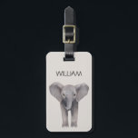 Cute Baby Elephant  Name  Luggage Tag<br><div class="desc">cute baby elephant  illustration personalised name luggage tag</div>