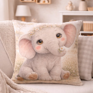 Cute Baby Elephant Neutral Nursery Cushion