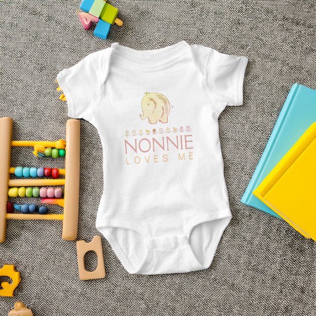 Cute Baby Elephant Nonnie Loves Me Bodysuit (Cute Baby Elephant Nonnie Loves Me Baby Bodysuit)