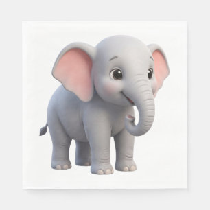 Cute Baby Elephant Nursery Cartoon Napkin