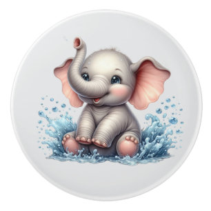 Cute baby elephant nursery  ceramic knob