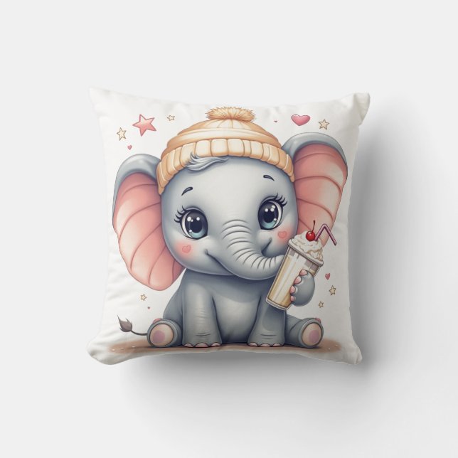 Cute Baby Elephant-Nursery Cushion (Front)