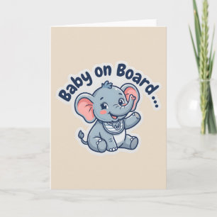 Cute Baby Elephant on Board Sign Invitation