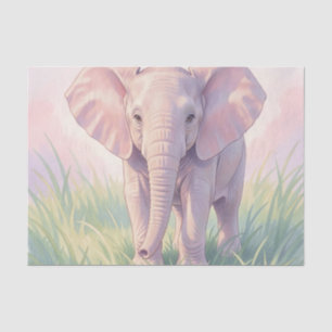 Cute Baby Elephant Pastel Meadow Tissue Paper