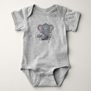 Cute baby elephant personalised bodysuit