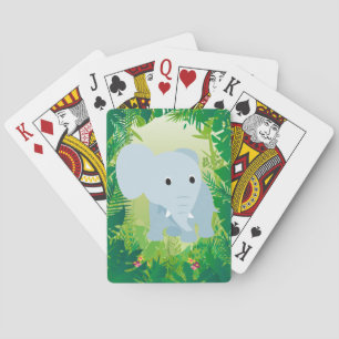 Cute Baby Elephant Playing Cards