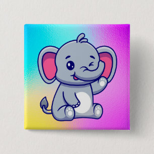 Cute Baby Elephant Sitting Cartoon-23800 15 Cm Square Badge