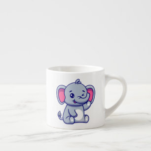 Cute Baby Elephant Sitting Cartoon-23800 Espresso Cup