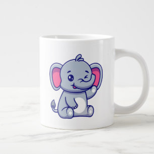 Cute Baby Elephant Sitting Cartoon-23800 Large Coffee Mug