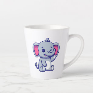 Cute Baby Elephant Sitting Cartoon-23800 Latte Mug