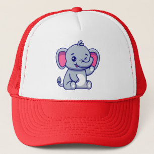 Cute Baby Elephant Sitting Cartoon-23800 Trucker Hat