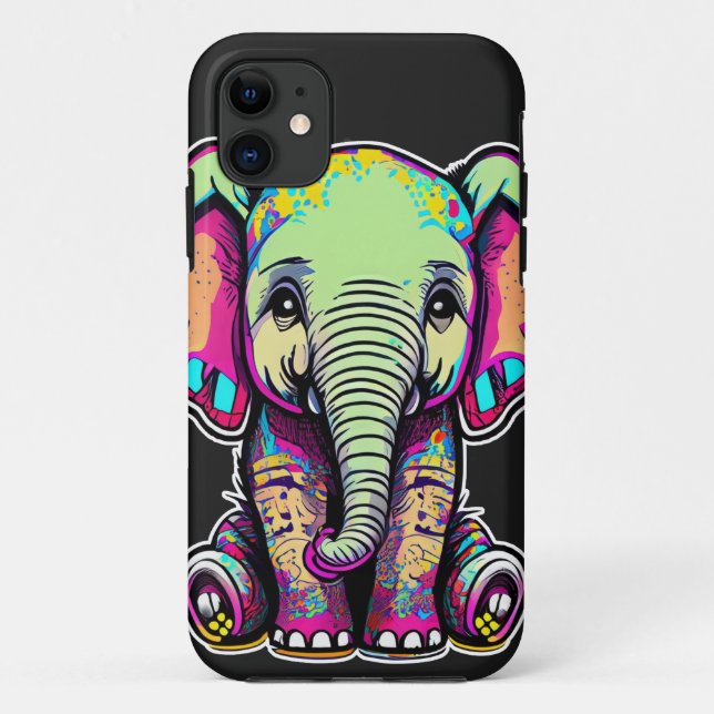 Cute Baby Elephant sitting digital illustration Case-Mate iPhone Case (Back)