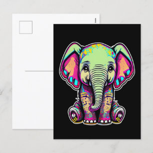 Cute Baby Elephant sitting digital illustration Holiday Postcard