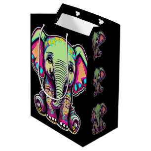 Cute Baby Elephant sitting digital illustration Medium Gift Bag
