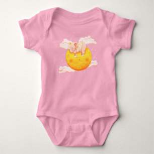 Cute Baby Elephant Sleeping On the Moon Bodysuit