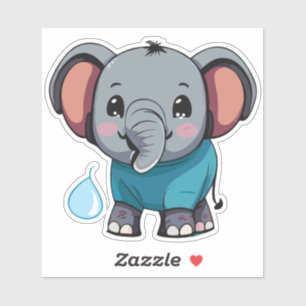 Cute Baby Elephant Spraying Water From Trunk