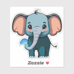 Cute Baby Elephant Spraying Water From Trunk