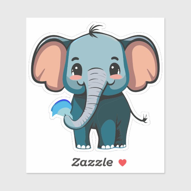 Cute Baby Elephant Spraying Water From Trunk (Sheet)