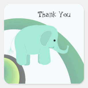 Cute Baby Elephant Thank You Square Sticker