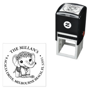 Cute Baby Elephant  theme Self-inking Stamp