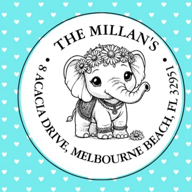 Cute Baby Elephant  theme Self-inking Stamp (Personalize gifts or crafts easily—order your cute stamp today!)