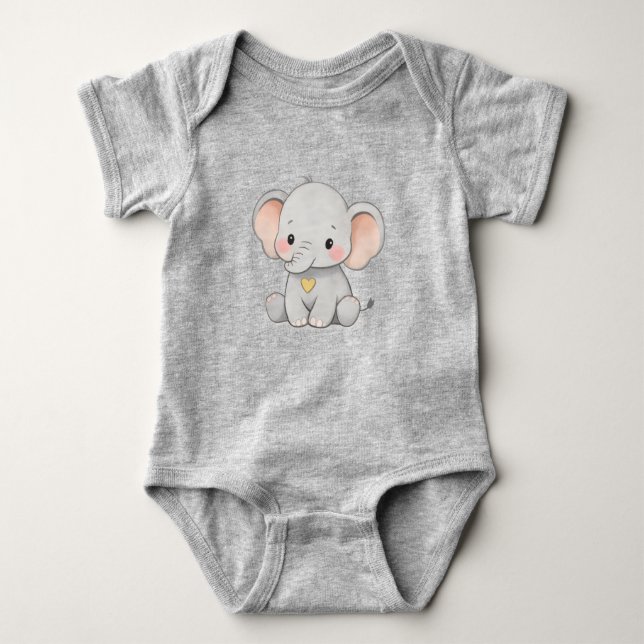 Cute Baby Elephant – Toddler Clothing Design Baby Bodysuit (Front)