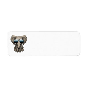 Cute Baby Elephant Wearing Sunglasses Return Address Label