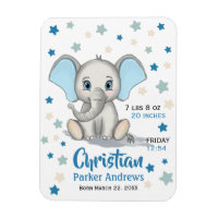 Cute Baby Elephant with Blue Ears Boy Birth Stats