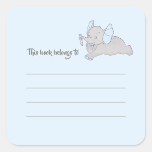 Cute baby elephant with blue pencil sticker