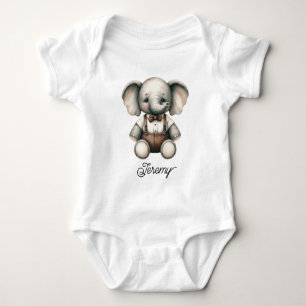 Cute Baby Elephant with Bow Tie Bodysuit