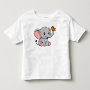 Cute Baby Elephant with Butterfly Toddler T-Shirt