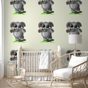 Cute Baby Elephant with Flower Wallpaper