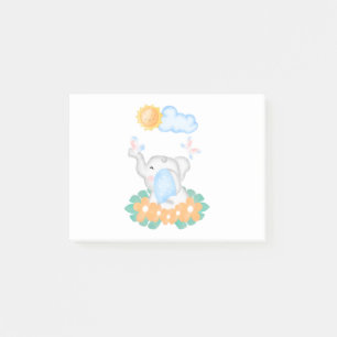 Cute Baby Elephant with orange flowers Post-it Not Notes