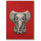 Cute Baby Elephant with Reading Glasses Red