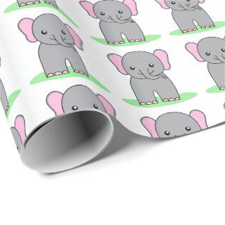 Cute baby elephant wrapping paper