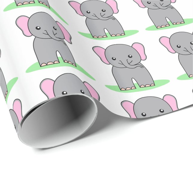 Cute baby elephant wrapping paper (Roll Corner)