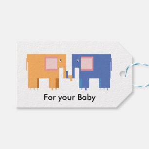 Cute baby elephants holding trunks gift tags