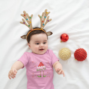 Cute Baby Elf & Snowflake Christmas Baby Bodysuit