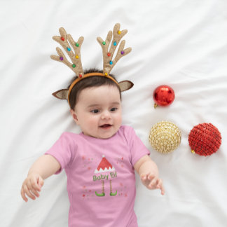 Cute Baby Elf & Snowflake Christmas Baby Bodysuit