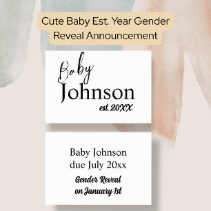 Cute Baby Est. Year Gender Reveal Announcement