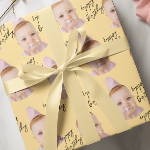 Cute Baby Face Birthday     Personalized Photo Wrapping Paper